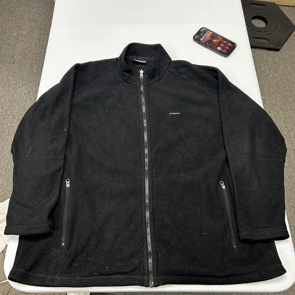 Patagonia Synchilla Fleece Jacket Mens 2XL Black Full Zip Mock Neck